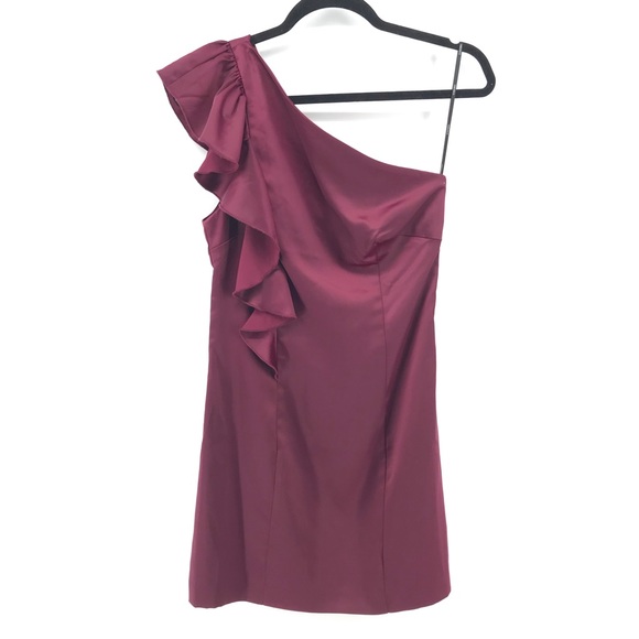 Forever 21 Dresses & Skirts - 🌿 forever 21 NWT Reddish Purple Dress Mini One Shoulder Ruffle Special Event S